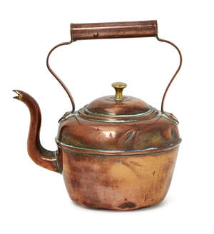 
	
		A 19th century copper circular small tea kettle 
		15.4cm. high 
		 

	

