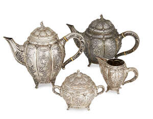 
	
		A Danish silver four piece tea set, Copenhagan 1930, Christian F. Heise, 800 fineness, of...