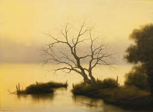 
	
		Michael John Hill, British b.1956- The Rising Trees; oil on canvas, signed and dated...