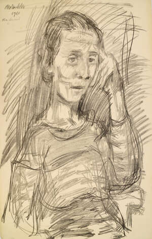 
	
		Oskar Kokoschka, Austrian 1886-1980- Portrait of a woman, 1920; lithograph, inscribed and...