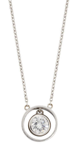 
	
		A diamond single stone pendant necklace, designed as a single collet set diamond weighing...