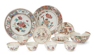
	
		A collection of Chinese export porcelain, 18th century, comprising a pair of plates, 23cm...