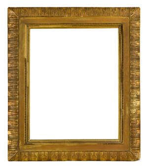 
	
		An Italian Gilded Composition Reverse Profile Frame, mid-19th century, with cavetto...