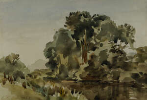 Philip Wilson Steer OM NEAC, 
		British 1860-1942-
		Trees by the Severn, 1925;
		watercolour on paper, signed and dated, 22.5x34cm
		Provenance: with The 