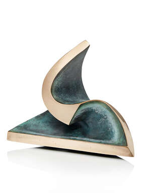 
	
		Deborah Stern ARBS,
		British b.1938- 
		 
		Anubis, 1976; 
		bronze with a green patina...
