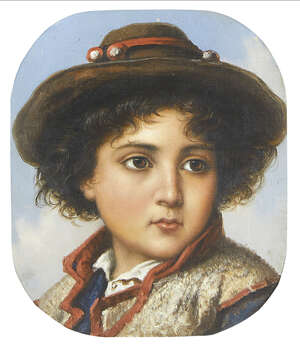 
	
		Italian School, 
		19thCentury-
		Portraits of an Italian boy and girl; 
		oils on...