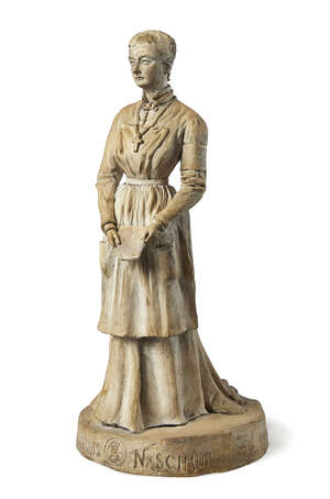 
	
		Frank Barrett, English, a terracotta model of a nurse, believed to be Sister Dora, dated...