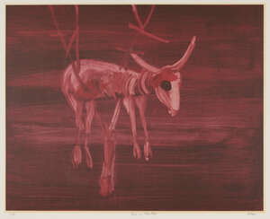 
	
		Sir Sidney Nolan OM AC RA,
		Australian 1917-1992-
		 
		Ram in Thicket;
		 
		