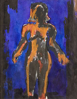 
	
		Josef Herman OBE RA, 
		British/Polish 1911-2000- 
		Standing figure; 
		watercolour,...