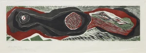 Blair Hughes-Stanton,&nbsp;British 1902-1981,&nbsp;Pursuit, 1955;&nbsp;linocut in colours on Japan,&nbsp;signed, titled,...