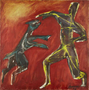 
	
		Ernst Eisenmayer, 
		Austrian/British 19202018 - 
		 
		Man and Dog, 1965; 
		 
		oil on...
