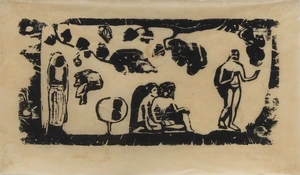 Paul Gauguin, French 1848-1903, Femmes, Animaux et Feuillages (Women, Animals and Foliage), 1898; woodcut on wax paper, inscribed R. 12. 886 US62 in pencil