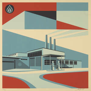 Shepard Fairey, American b.1970- Downward Trajectory, 2019; screenprint on speckledtone cream wove, 