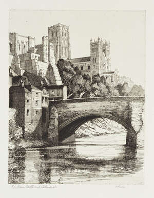 
	
		Margaret M Rudge, 
		British 1885-1972-
		 
		Durham Castle and Cathedral; 
		 
		