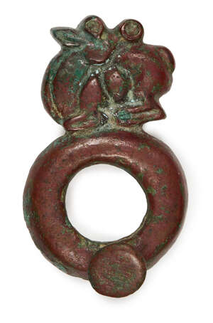 
	
		An Ordos bronze fastening with hare or deer, 5th-4th century B.C., of open circular form,...