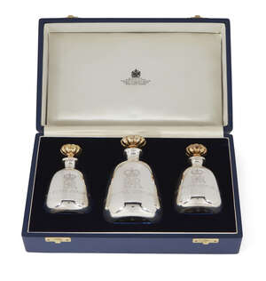 
	
		A cased set of three silver scent bottles, London, c.1977, Asprey & Co., comprising one...