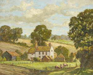 Jack Cross,
British, 20th century-
Bromley Market (Towards East Street);
oil on card, signed and...