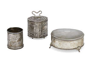 
	
		A small Dutch silver tea caddy, with import marks for London, c.1903, the body and lid...