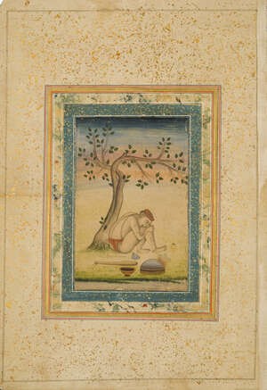 
	
		An album page: A sleeping dervish, Mughal India, late 18th-early 19th century, opaque...