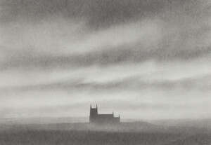 
	
		Trevor Grimshaw,
		British 1947-2001-
		 
		Church in Landscape;
		 
		graphite on...