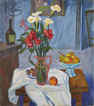 
	
		Rostislav Vovkouchevski, 
		Russian 1917-2000- 
		 
		Kalas et tulipes, 1988; 
		 
		oil...