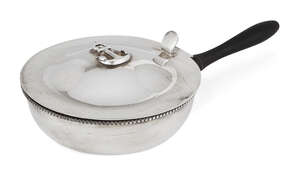 
	
		 A 19th century German silver chafing dish, Gebrüder Deyhle, Schwäbisch Gmund, of...