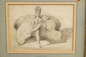 
	
		Attributed to Constantin Guys, 
		French 1802-1892- 
		 
		Woman seated on a chaise...
