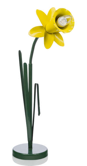 
	
		Mike Bliss (British), a daffodil lamp 
		c.1985, unsigned 
		A large metal desk lamp...