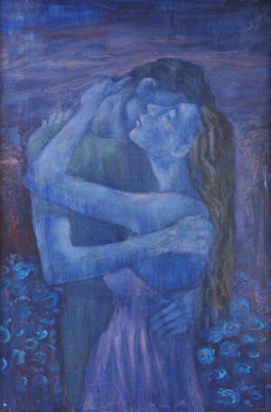 
	
		John Hutton, 
		British 1906-1978- 
		 
		Romeo and Juliet, 1963;
		 
		oil on board,...