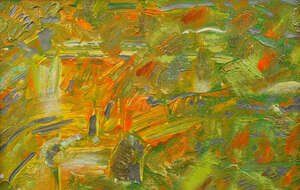 
	
		Late 20th/Early21st Century- Untitled abstract composition; acrylic with gold and silver...