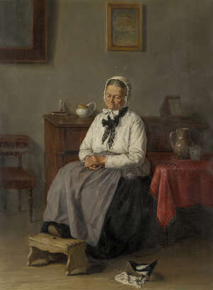 
	
		Circle of Mozart Rottmann, 
		Hungarian 1874-c.1958- 
		 
		Portrait of an old lady...