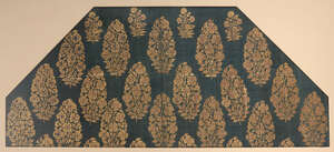 
	
		An indigo Mughal cotton fragment with gold flowering plants, Rajasthan, North India, mid-...