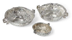 
	
		A pair of Victorian silver twin handled bowls, London, c.1886, Charles Stuart Harris, 