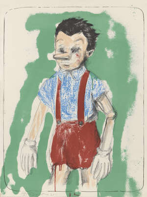 
	
		Jim Dine, 
		American 1935-
		 
		Pinocchio coming from the Green, 2011;
		 
		
