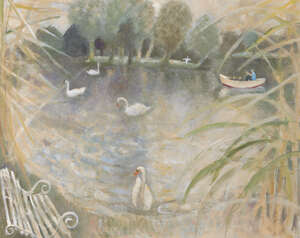 
	
		Tessa Newcomb, 
		British b.1955 - 
		 
		Swan Eyeing up my Seat, 2006; 
		 
		oil on...