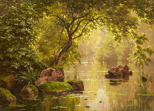 
	
		René Charles Edmond His,
		French 1877-1960-
		 
		Bord de Rivière, No.11;
		 
		oil...