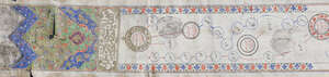 A Provincial Ottoman geneology, Turkey, 19th century, ink and polychrome on paper, with numerous seals and stamps, 340cm. long