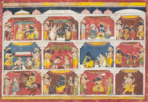 
	
		An illustrated folio from the Bhagvata Purana, possibly Malwa, 17th century, gouache on...