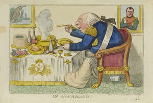 
	
		Thomas Rowlandson, 
		British 1756-1827- 
		 
		Un Gourmand; 
		 
		hand-coloured...