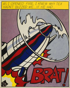 
	
		After Roy Lichenstein, 
		American 1923-1997- 
		 
		As I Opened Fire, I Knew Why Tex...