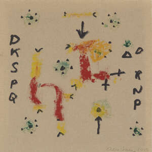 
	
		Alan Davie CBE RA HRSW, 
		Scottish 1920-2014 - 
		Arrow indicates Red OG.3257, 2010;  
		