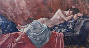 
	
		Sir William Russell Flint RA PRWS, Scottish 1880-1969 - Reclining Nude; offset lithograph...