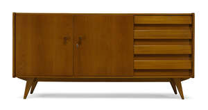 
	
		Jiri Jiroutek, a beech sideboard, for Praha interior   
		c.1960  
		With four drawers...