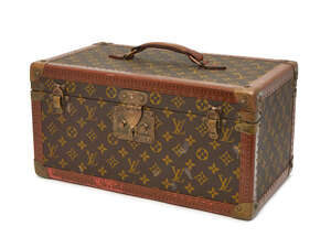 
	
		A Louis Vuitton vanity case, 20th century, number 915955, classic monogram, leather bound...