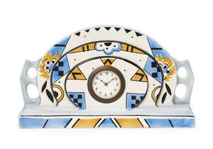 
	
		An Art Deco ceramic clock made in Belgium
		c.1930, printed 'Fabrique un Belgique'
		