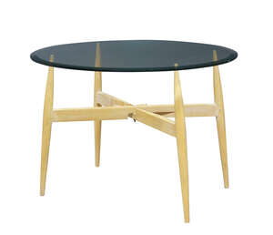 
	
		A beech coffee table, with glass top,
		c.1950s, stamped to legs - Bath,
		the...