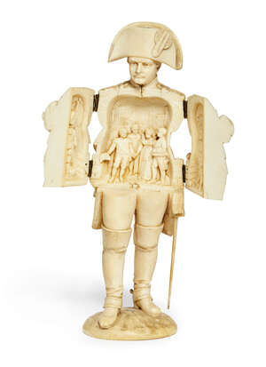 
	
		A Dieppe carved ivory triptych figure of Emperor Napoleon Bonaparte, second half 19th...