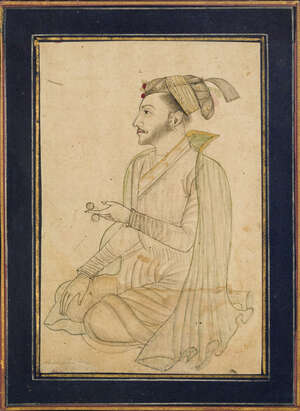
	
		A Mughal prince, Provincial Mughal school, India, early 19th century, black ink and...