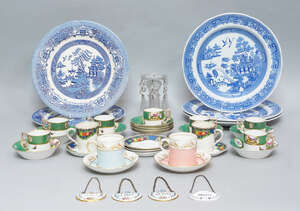 A set of three Royal Staffordshire porcelain spirit labels for claret, Brandy and Vermouth, 20th...