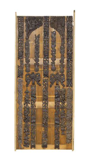 
	
		A collection of eighteen Continental carved oak mouldings, 19th century, carved in low...